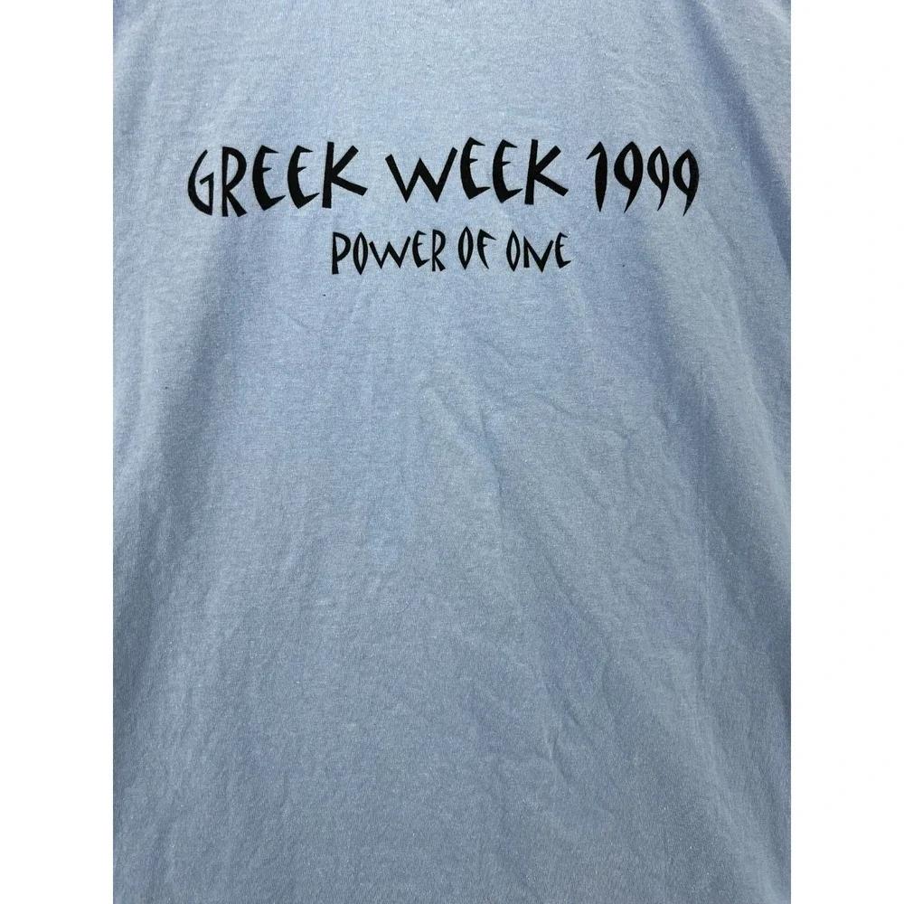 VTG Hanes Beefy Greek‎ Week 1999 Power of One T Shirt Adult Large Blue Y2k